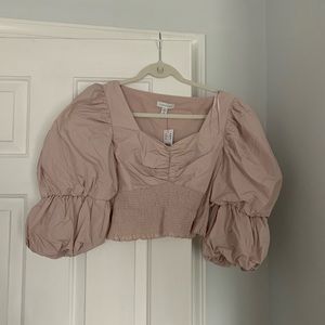 topshop lilac puff sleeve crop top